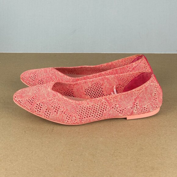 Skechers Cleo Knitty City Flats Women 9 Coral Open Weave Casual Slip On - Picture 1 of 10